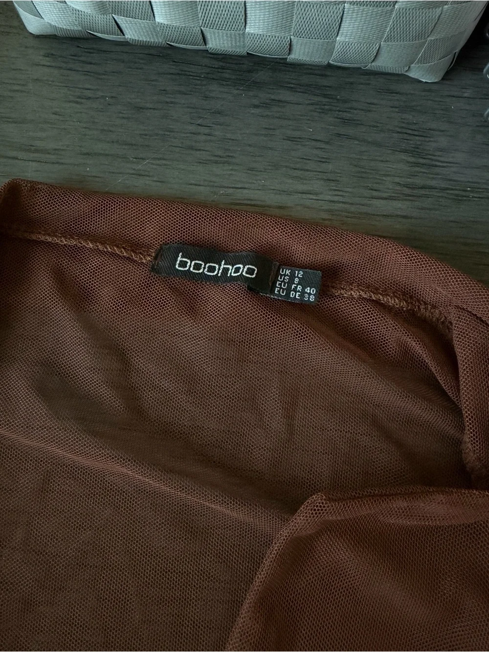 Boohoo Sheer Mesh Cardigan in Rust